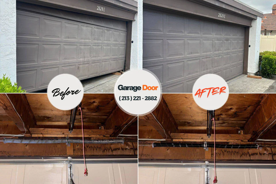 Before and after: garage door repair Kerrville, TX